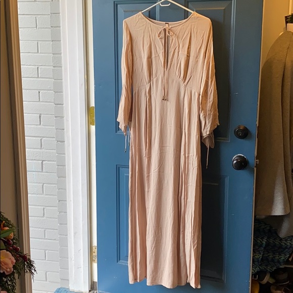 Free People beige  long sleeve boho maxi dress - Picture 1 of 7